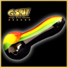 G-Spot Handpfeife Glas schwarz mit Rasta-Streifen