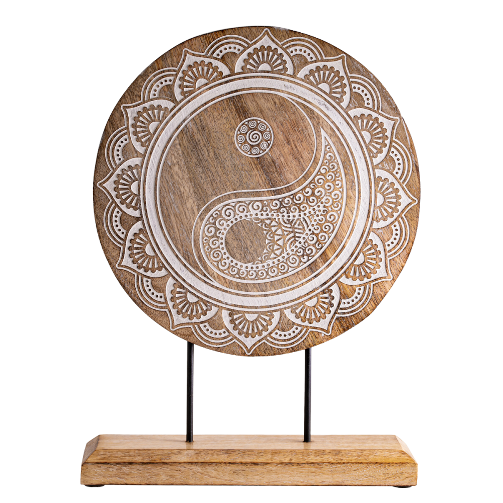 Berk Energy picture YinYang made of mango woodwith stand