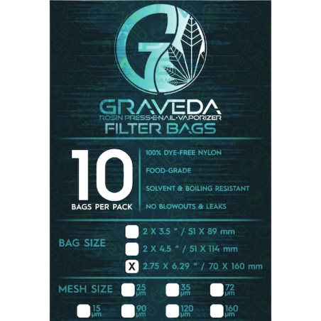 Graveda XL Rosin Filter Bags, 70x160mm