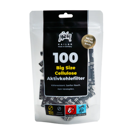 Big Size 9mm Cellulose Aktivkohlefilter