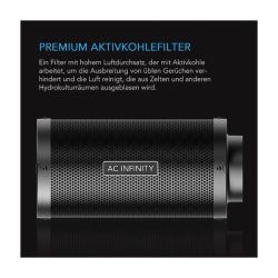 AC Infinity  Aktivkohlefilter mit australischer Aktivkohle, 100 mm